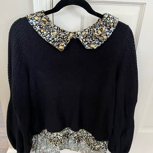 Anthropologie Maeve Textured Twofer Pullover Sweater